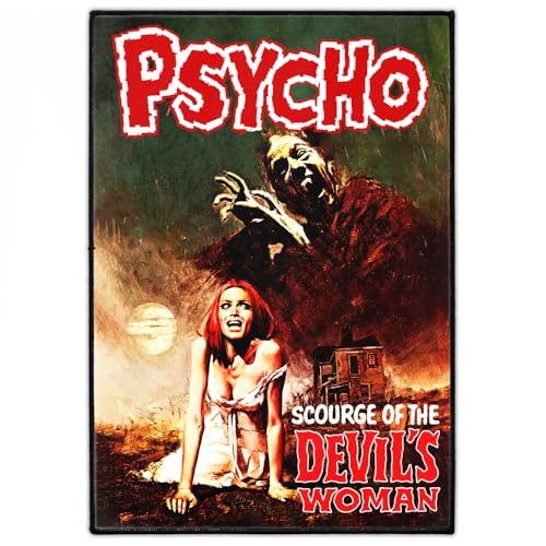 "PSYCHO" Rückenaufnäher | Groß 24cm x 34cm Rückenpatch zum Aufbügeln für Jacke & Weste | Heavy Metal, Rock, Gothic & Punk-Stil Aufnäher Patch | Large 1950er Horror Comic Grafik Iron On Backpatch von Concrete Schoolyard