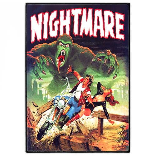 "NIGHTMARE" Rückenaufnäher | Groß 24cm x 34cm Rückenpatch zum Aufbügeln für Jacke & Weste | Heavy Metal, Rock & Punk-Stil Aufnäher Patch | Large 1950er Rockabilly Horror Comic Grafik Iron On Backpatch von Concrete Schoolyard