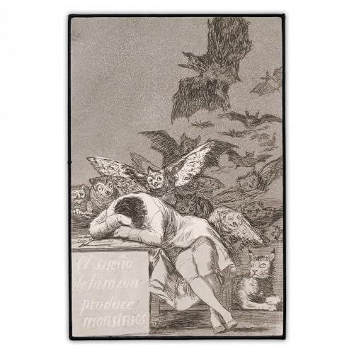 "Der Schlaf der Vernunft gebiert Ungeheuer" Rückenaufnäher | Groß 20cm x 30cm Francisco de Goya Rückenpatch zum Aufbügeln für Jacke & Weste | Gothic Metal Kutte Aufnäher Patch | Iron On Backpatch von Concrete Schoolyard