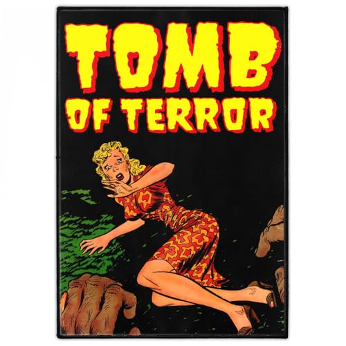 "TERROR" Rückenaufnäher | Groß 24cm x 34cm Rückenpatch zum Aufbügeln für Jacke & Weste | Heavy Metal, Rock & Punk-Stil Aufnäher Patch | Large 1950er Rockabilly Horror Comic Grafik Iron On Backpatch von Concrete Schoolyard