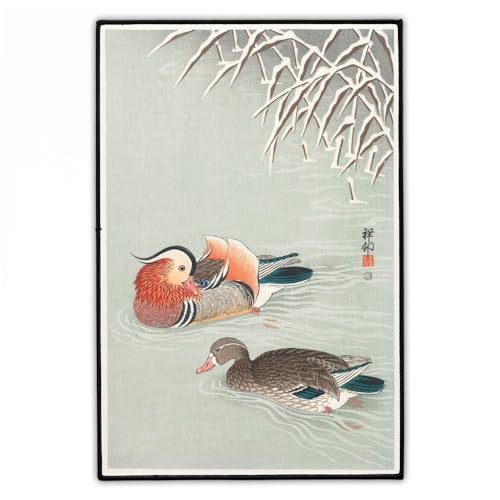 "Mandarin-Enten" Japanische Kunst Rückenaufnäher | Groß 20cm x 30cm Rückenpatch zum Aufbügeln für Jacke & Weste | Japanese Vogel Aufnäher Patch | Large Iron On Backpatch von Concrete Schoolyard von Concrete Schoolyard
