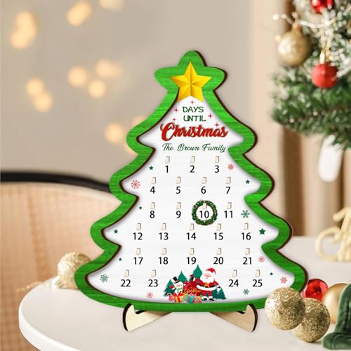 Personalisierter Name Holz Weihnachten Countdown Adventskalender Schild 2025 Tag bis Xmas Weihnachtsdekorationen Tisch Acts Of Kindness Adventskalender Zahl Datum Plaque Christian Holiday Geschenk für von Condlin