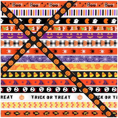Halloween-Bänder, 16 Rollen, 16 Meter, 10 mm, dünne Ripsbänder für DIY Handwerk und Dekoration, lustige Designs Halloween-Bänder, 16 Rollen, 16 Meter, 10 mm, dünne Ripsbänder für DIY Handwerk und Dekoration, lustige Designs von Confettiville