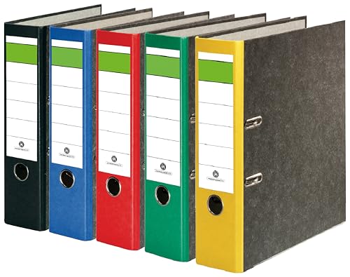 Conipa® 5 Stück DIN A4 Ordner Blau (8cm breit) 2-Ringe-Meachanik [MADE IN GERMANY] für 600 Blatt (grau marmoriert) - Ordnerhefter für Unterlagen - Dokumentenordner Büro, Uni & Schule von Conipa