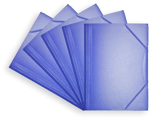 Conipa® 5 x Gummizugmappe Blau DIN A4 aus PP-Kunststoff (Plastik) - Mappe & Hefter mit Gummizug Schule & Büro (langlebig) - Eckspanner-Mappen & Hausaufgaben-Mappen Kinder (PVC-frei) mit Innenklappen von Conipa