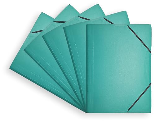 Conipa® 5 x Gummizugmappe Grün DIN A4 aus PP-Kunststoff (Plastik) - Mappe & Hefter mit Gummizug Schule & Büro (langlebig) - Eckspanner-Mappen & Hausaufgaben-Mappen Kinder (PVC-frei) mit Innenklappen von Conipa