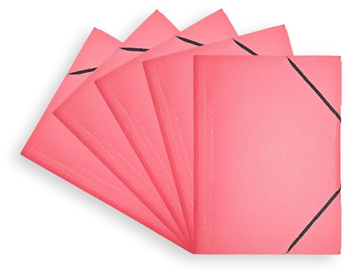 Conipa® 5 x Gummizugmappe Rot DIN A4 aus PP-Kunststoff (Plastik) - Mappe & Hefter mit Gummizug Schule & Büro (langlebig) - Eckspanner-Mappen & Hausaufgaben-Mappen Kinder (PVC-frei) mit Innenklappen von Conipa
