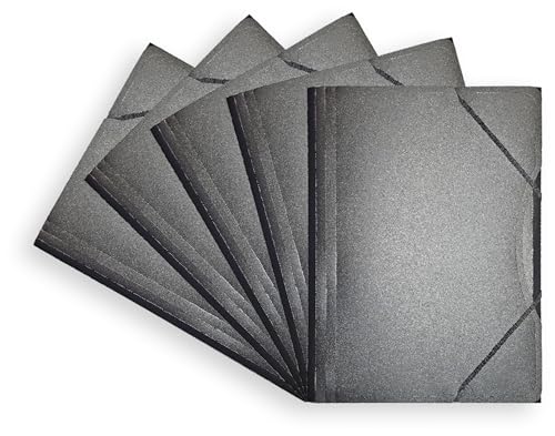 Conipa® 5 x Gummizugmappe Schwarz A4 aus PP-Kunststoff (Plastik) - Mappe & Hefter mit Gummizug Schule & Büro (langlebig) - Eckspanner-Mappen & Hausaufgaben-Mappen Kinder (PVC-frei) mit Innenklappen von Conipa