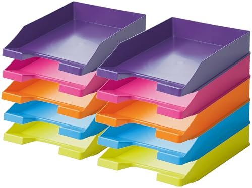 Conipa® - Briefablage DIN A4 Trend (stapelbar) - Ablagefächer & Dokumentenablage für Schreibtisch - Ablageboxen & Bürobedarf für Briefe & Dokumente (Trendfarben, 10 Ablagen) von Conipa