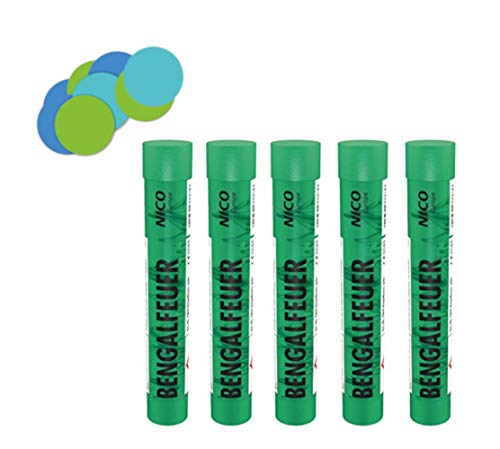 Conipa Bengalfeuer grün + Konfetti Bengalos Pyro Kat F1 Feuerwerk Rauchfackel für Geburtstage, Silvester, Festivals, Konzerte & Hochzeiten Bengalisches Feuer (5er Pack) von Conipa
