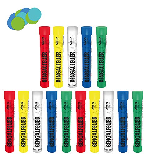 Conipa Bengalfeuer bunt + Konfetti Bengalos Pyro Kat F1 Feuerwerk Rauchfackel für Geburtstage, Silvester, Festivals, Konzerte & Hochzeiten Bengalisches Feuer (15er Pack) von Conipa