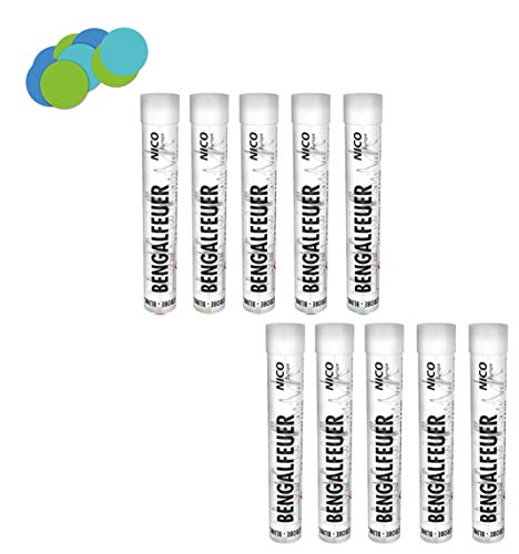 Conipa Bengalfeuer weiß + Konfetti Bengalos Pyro Kat F1 Feuerwerk Rauchfackel für Geburtstage, Silvester, Festivals, Konzerte & Hochzeiten Bengalisches Feuer (10er Pack) von Conipa