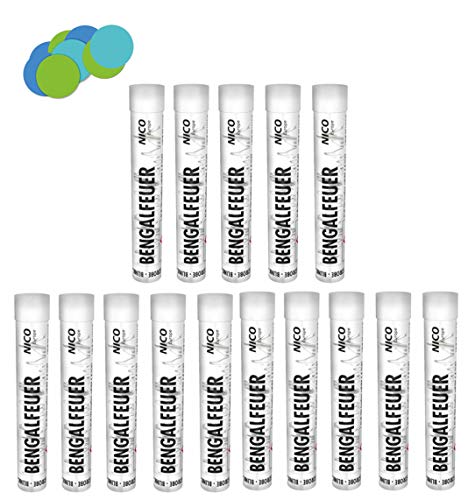Conipa Bengalfeuer weiß + Konfetti Bengalos Pyro Kat F1 Feuerwerk Rauchfackel für Geburtstage, Silvester, Festivals, Konzerte & Hochzeiten Bengalisches Feuer (15er Pack) von Conipa