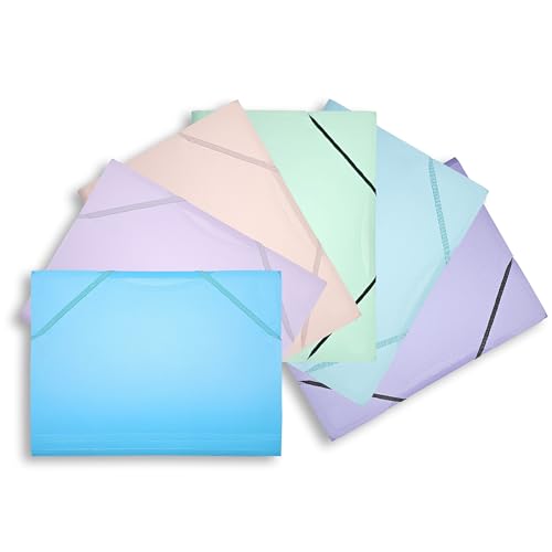 Conipa® 6 x Gummizugmappe (Set) DIN A4 aus PP-Kunststoff (Plastik) - Mappe & Hefter mit Gummizug Schule & Büro (langlebig) - Eckspanner-Mappen & Hausaufgaben-Mappen Kinder (PVC-frei) mit Innenklappen von Conipa