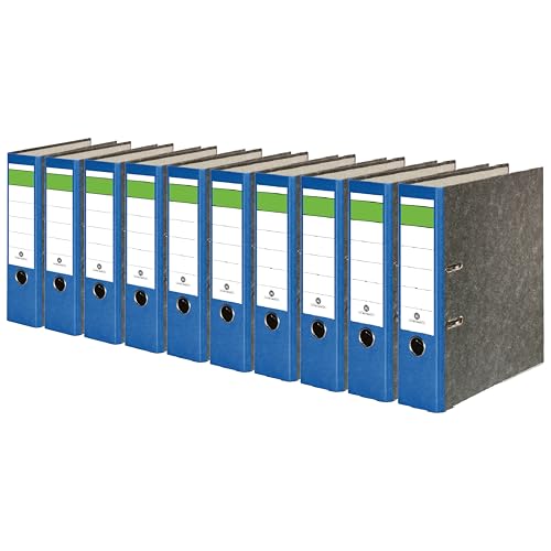 Conipa® 10 Stück DIN A4 Ordner Blau (8cm breit) 2-Ringe-Meachanik [MADE IN GERMANY] für 600 Blatt (grau marmoriert) - Aktenordner & Ordner-Hefter für Unterlagen - Dokumenten-Ordner Büro, Uni & Schule von Conipa