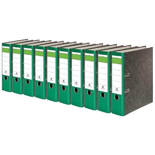 Conipa® 10 Stück DIN A4 Ordner Grün (8cm breit) 2-Ringe-Meachanik [MADE IN GERMANY] für 600 Blatt (grau marmoriert) - Aktenordner & Ordner-Hefter für Unterlagen - Dokumenten-Ordner Büro, Uni & Schule von Conipa