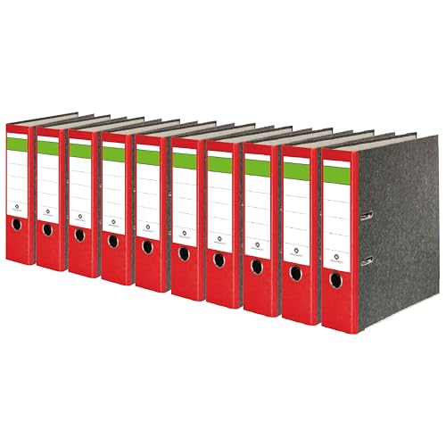 Conipa® 10 Stück DIN A4 Ordner Rot (8cm breit) 2-Ringe-Meachanik [MADE IN GERMANY] für 600 Blatt (grau marmoriert) - Aktenordner & Ordner-Hefter für Unterlagen - Dokumenten-Ordner Büro, Uni & Schule von Conipa