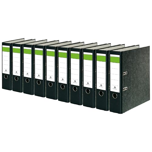 Conipa® 10 Stück DIN A4 Ordner Schwarz (8cm breit) 2-Ringe-Meachanik [MADE IN GERMANY] für 600 Blatt grau marmoriert - Aktenordner & Ordner-Hefter für Unterlagen - Dokumenten-Ordner Büro, Uni & Schule von Conipa