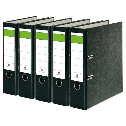 Conipa® 5 Stück DIN A4 Ordner Schwarz (8cm breit) 2-Ringe-Meachanik [MADE IN GERMANY] für 600 Blatt grau marmoriert - Aktenordner & Ordner-Hefter für Unterlagen - Dokumenten-Ordner Büro, Uni & Schule von Conipa
