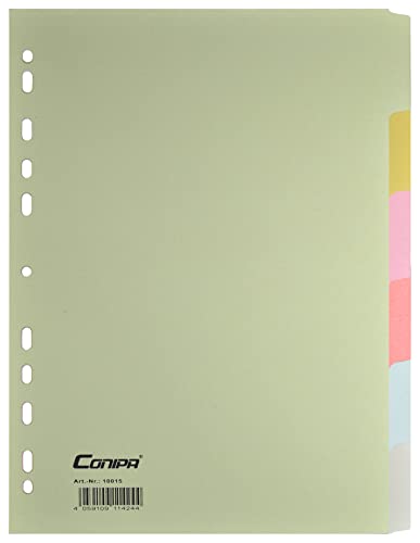 Conipa® - 1er Set 6 Farben Taben Register für Ordner DIN A4 (MADE IN GERMANY) - Ordner-Registerblätter & Trennblätter KARTON (Universallochung) - Trennregister & Trennstreifen Akten & Hefter (Grün) von Conipa