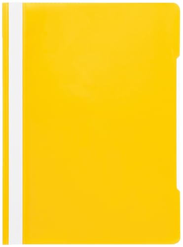Conipa Schnellhefter A4 mit Beschriftungsfeld, PP Kunststoff Standard Hefter PVC-frei, Transparente Decke, Heft für Schule, Büro (Schule und Beruf, Gelb, 25 Hefter) von Conipa