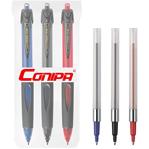 Conipa uni-ball - Kugelschreiber UB POWER TANK SN-220 1,0mm 3er Set schwarz rot blau + Minen Set von Conipa
