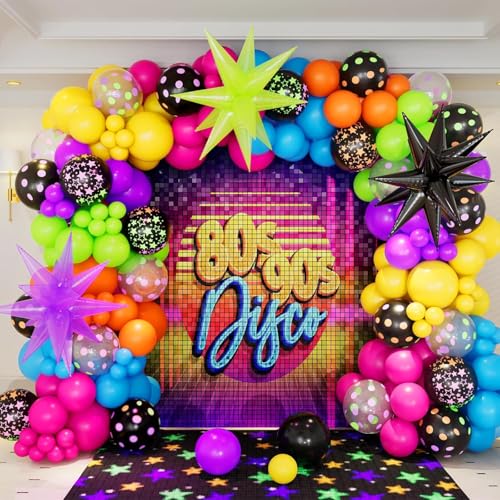 190 Stück Regenbogen-Disco-Ballon-Girlanden-Bogen-Set mit neonleuchtenden fluoreszierenden Luftballons, Disco-Ballons, leuchten im Dunkeln, Party-Dekorationen für den 80er-90er-Geburtstag 190 Stück Regenbogen-Disco-Ballon-Girlanden-Bogen-Set mit neonleuchtenden fluoreszierenden Luftballons, Disco-Ballons, leuchten im Dunkeln, Party-Dekorationen für den 80er-90er-Geburtstag von Conleke