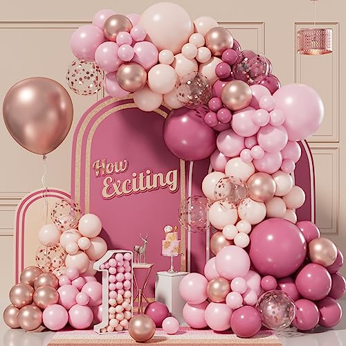 Dusty Rose Ballonbogen-Set, 152 Stück, rosa Ballon-Girlanden-Set, Roségold, Hot Pink, Pastellrosa, Orange, Staubrosa, Luftballons, Konfetti-Ballon für Hochzeit, Geburtstag, Brautparty, Dekorationen Dusty Rose Ballonbogen-Set, 152 Stück, rosa Ballon-Girlanden-Set, Roségold, Hot Pink, Pastellrosa, Orange, Staubrosa, Luftballons, Konfetti-Ballon für Hochzeit, Geburtstag, Brautparty, Dekorationen von Conleke