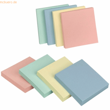 Connect Haftnotizen 76x76mm Pastellfarben sortiert VE=12x100 Blatt von Connect