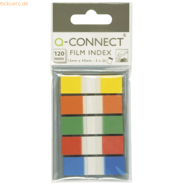 Connect Haftstreifen Index 12.5x43mm farbig sortiert VE=5x20 Blatt von Connect