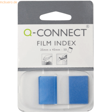 Connect Haftstreifen Index 25x43mm 50 Blatt im Spender blau von Connect