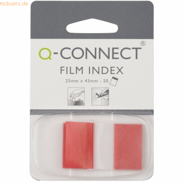 Connect Haftstreifen Index 25x43mm 50 Blatt im Spender rot von Connect