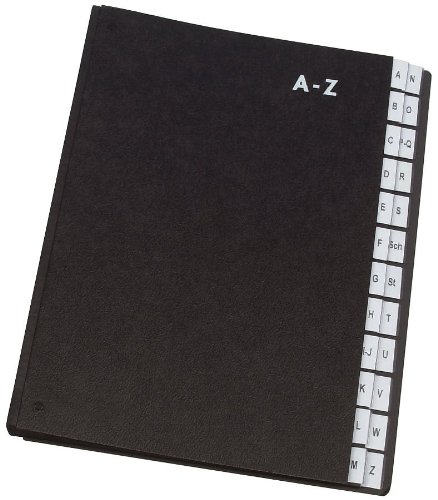 Pultordner Hartpappe - A - Z, 24 Fächer, Farbe schwarz von Connect
