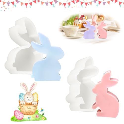 Ostern Kaninchen Silikonformen Gießformen, 3D Osterhase Silikonform Kerzenhalter, DIY Osterhase Silikonform, Ostern Hase Backform for Gips, Sojawachs Kerzen, Handwerk von Connextion