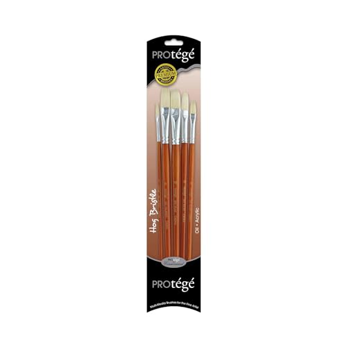 Protege by Connoisseur Pinsel-Set mit Schweineborsten, Schwein, Natural, 5 Piece, 12, #16 Flat, #2, #8 Filbert von Connoisseur