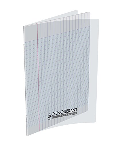 ConQUERANT 10 Stück klassische Notizheft, 17 x 22 cm, große Karos, 96 Seiten, geklammert, Einband aus Polypropylen, farblos von Conquerant
