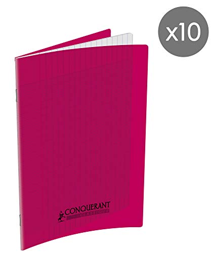 Conquerant 10 Stück Klassische Hefte, 17 x 22 cm, große Karos, kariert, 96 Seiten, Einband aus Polypropylen, Rosa von Conquerant