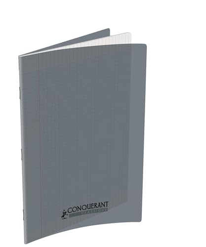 Conquerant 10 Stück Klassische Hefte, A4, große Karos, kariert, 96 Seiten, Einband aus Polypropylen, Grau von Conquerant