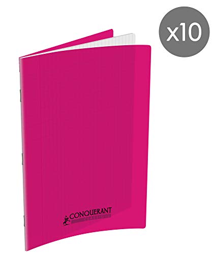 Conquerant 10 Stück Klassische Hefte, A4, große Karos, kariert, 96 Seiten, Einband aus Polypropylen, Rosa von Conquerant