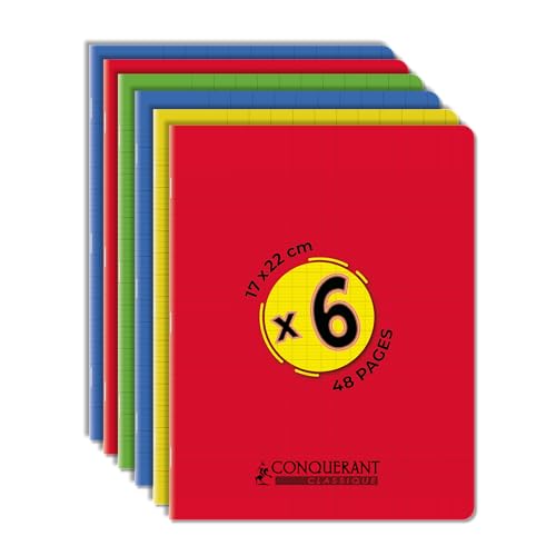 Conquérant 6 Hefte, 17 x 22 cm, 48 Seiten, 70 g, große Karos, Seyès-Karos, geheftet, Polypropylen-Deckel, verschiedene Farben Conquérant 6 Hefte, 17 x 22 cm, 48 Seiten, 70 g, große Karos, Seyès-Karos, geheftet, Polypropylen-Deckel, verschiedene Farben von Conquerant