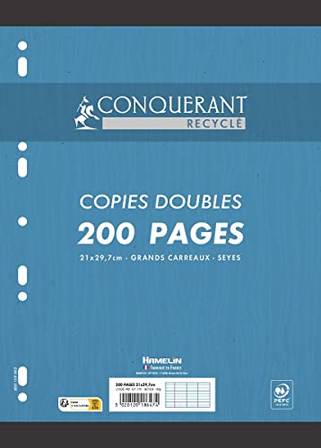 Conquérant Doppelseitige Kopien, recycelt, A4, große Seyèe-Karos, 200 Seiten, weiße Folie Conquérant Doppelseitige Kopien, recycelt, A4, große Seyèe-Karos, 200 Seiten, weiße Folie von Conquerant