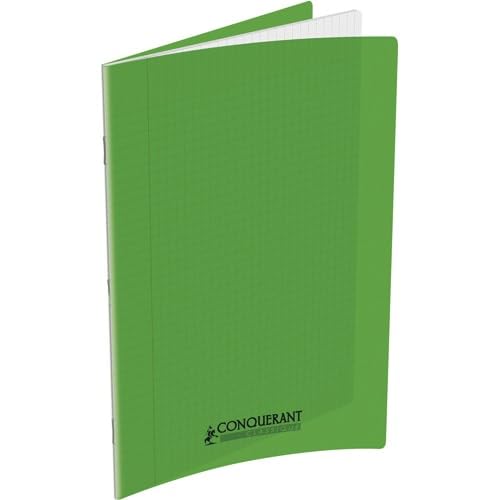 Conquerant Klassisches Notizheft, 24 x 32 cm, große karierte Seyès-Lineatur, 140 Seiten, Einband aus Polypropylen, Grün von Conquerant