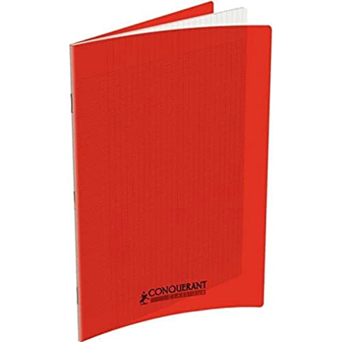 Conquerant Klassisches Notizheft, 24 x 32 cm, große karierte Seyès-Lineatur, 140 Seiten, Einband aus Polypropylen, Rot von Conquerant