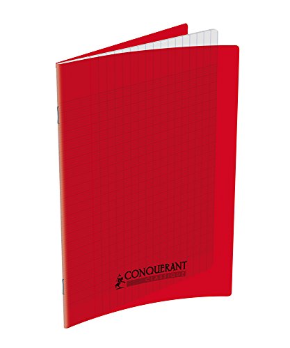 Eroberer 400089842 Notizbuch Heft A4 Umschlag, große Karos 140 Seiten rot von Conquérant