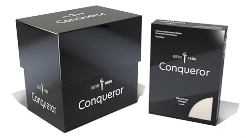 Conqueror Wove Briefpapier DIN A4 (100 g/m², Glatt, Cream, mit Wasserzeichen) – Premium Feinstpapier für Geschäftsbriefe, hochwertige Dokumente & exklusive Korrespondenz, 2500 Blatt von Conqueror
