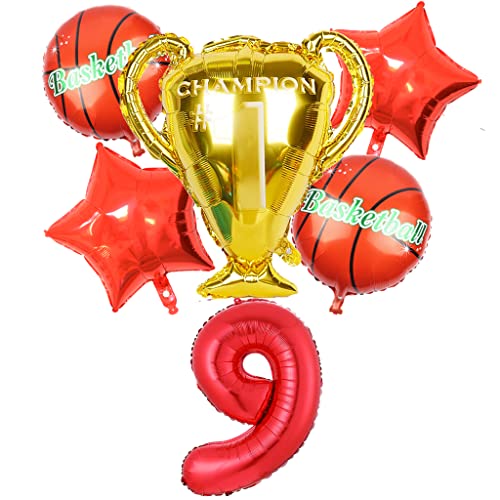 Conruich Basketball Luftballon Set, Geburtstagsdeko Jungen 9 Jahr, Rot Riesen Folienballon Zahlen 9, Basketball Thema 9 Jahr Party Deko Luftballons, 9. Geburtstag Party Dekoration für Kinder Jungen Conruich Basketball Luftballon Set, Geburtstagsdeko Jungen 9 Jahr, Rot Riesen Folienballon Zahlen 9, Basketball Thema 9 Jahr Party Deko Luftballons, 9. Geburtstag Party Dekoration für Kinder Jungen von Conruich