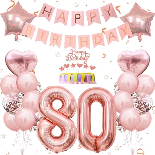 Conruich Deko 80. Geburtstag Frau, Geburtstagsdeko 80 Jahre Frau, Ballon 80 Geburtstag Dekoration Frauen, Rosegold Tortendeko Geburtstag 80 Jahre Frau, Happy Birthday Banner Deko 80. Geburtstag Frauen Conruich Deko 80. Geburtstag Frau, Geburtstagsdeko 80 Jahre Frau, Ballon 80 Geburtstag Dekoration Frauen, Rosegold Tortendeko Geburtstag 80 Jahre Frau, Happy Birthday Banner Deko 80. Geburtstag Frauen von Conruich