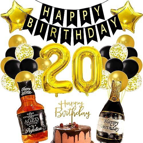 Conruich Geburtstagsdeko 20 Jahre Mann Frau, Luftballon 20. Geburtstag Deko Mann, Folienballon Zahl 20 Gold, Helium Ballon Whiskey Bierglas für 20. Geburtstag Manner Party Dekoration Conruich Geburtstagsdeko 20 Jahre Mann Frau, Luftballon 20. Geburtstag Deko Mann, Folienballon Zahl 20 Gold, Helium Ballon Whiskey Bierglas für 20. Geburtstag Manner Party Dekoration von Conruich