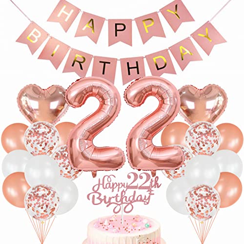 Conruich Geburtstagsdeko 22 Jahre Frau, Luftballon 22. Geburtstag Deko Set, Rosegold Tortendeko Geburtstag 22 Jahre Frauen, Ballon 22 Geburtstag Frau, Happy Birthday Banner Deko 22 Geburtstag Frau Conruich Geburtstagsdeko 22 Jahre Frau, Luftballon 22. Geburtstag Deko Set, Rosegold Tortendeko Geburtstag 22 Jahre Frauen, Ballon 22 Geburtstag Frau, Happy Birthday Banner Deko 22 Geburtstag Frau von Conruich