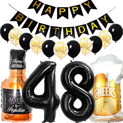 Conruich Geburtstagsdeko 48 Jahre Mann Frau, Luftballon 48. Geburtstag Deko Mann, Folienballon Zahl 48 Schwarz, Helium Ballon Whiskey Bierglas für 48. Geburtstag Manner Party Dekoration Conruich Geburtstagsdeko 48 Jahre Mann Frau, Luftballon 48. Geburtstag Deko Mann, Folienballon Zahl 48 Schwarz, Helium Ballon Whiskey Bierglas für 48. Geburtstag Manner Party Dekoration von Conruich